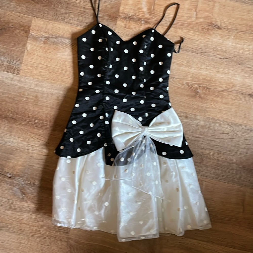 Vintage 1980s Nuance Polka Dot Prom Dress Small
